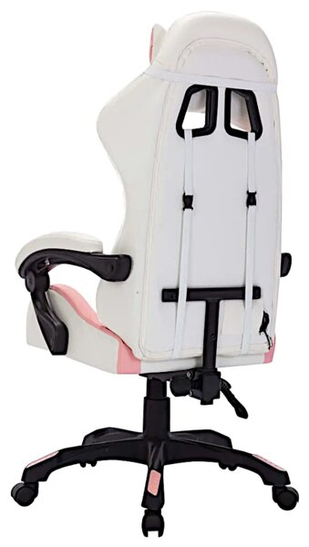 Biało-różowy fotel gamingowy z diodami LED D6-L97