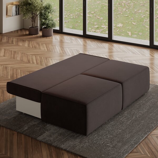 Masseno Narożnik VARNA z funkcją spania i pojemnikiem na pościel Narozniki L, Rozkładana sofa - Brązowy, MONOLITH 29