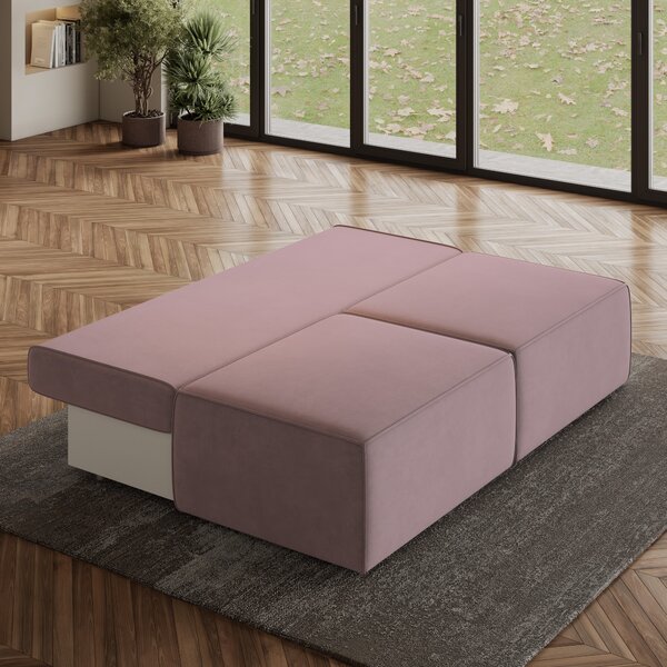 Masseno Narożnik VARNA z funkcją spania i pojemnikiem na pościel Narozniki L, Rozkładana sofa - Wrzosowy, MONOLITH 62