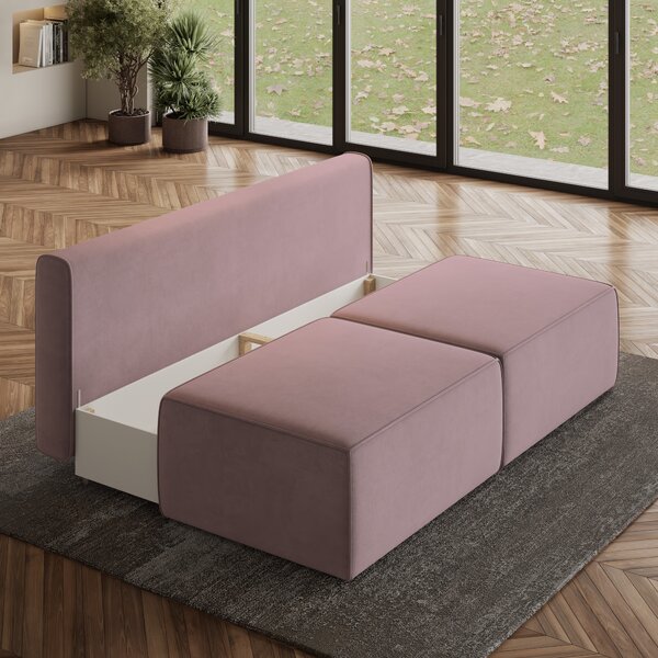 Masseno Narożnik VARNA z funkcją spania i pojemnikiem na pościel Narozniki L, Rozkładana sofa - Wrzosowy, MONOLITH 62