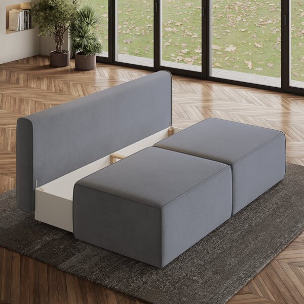 Masseno Narożnik VARNA z funkcją spania i pojemnikiem na pościel Narozniki L, Rozkładana sofa - Szary, MONOLITH 85