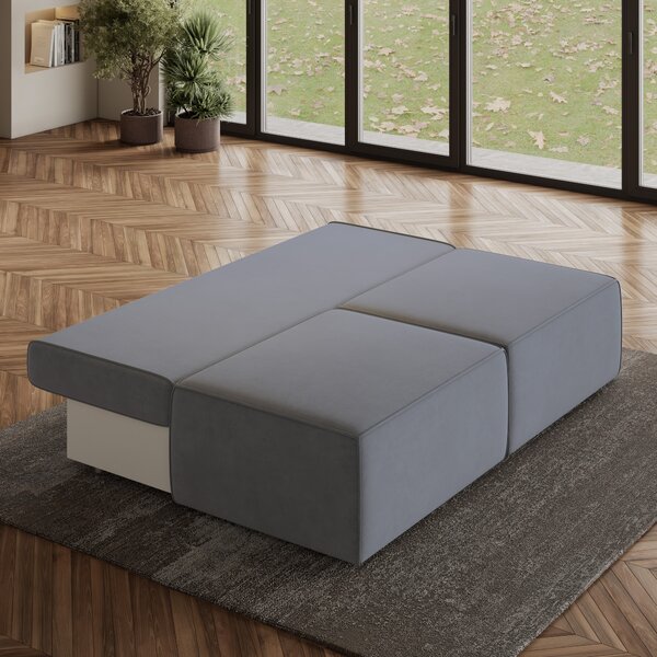Masseno Narożnik VARNA z funkcją spania i pojemnikiem na pościel Narozniki L, Rozkładana sofa - Szary, MONOLITH 85