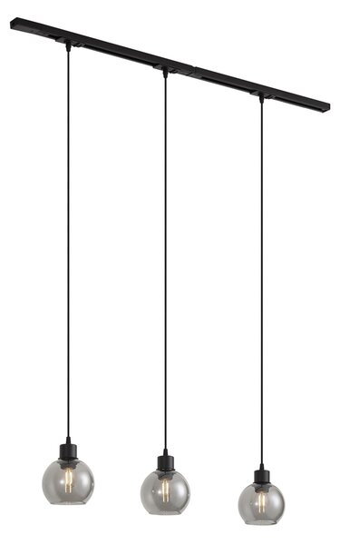 Nowoczesny system szynowy czarny z 3 lampami wiszącymi 1-fazowy - Iconic Lava