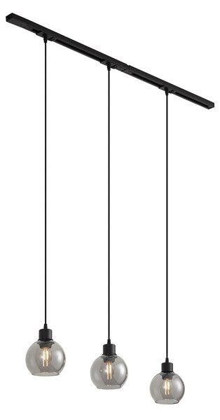 Nowoczesny system szynowy czarny z 3 lampami wiszącymi 1-fazowy - Iconic Lava