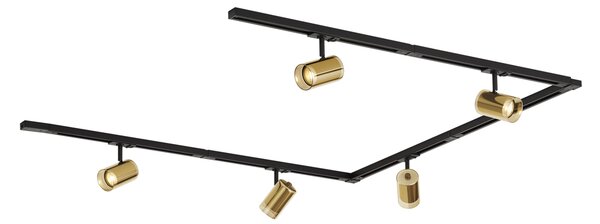 Nowoczesny system szynowy czarny z 5 złotymi reflektorami 1-fazowy - Iconic Lloyd