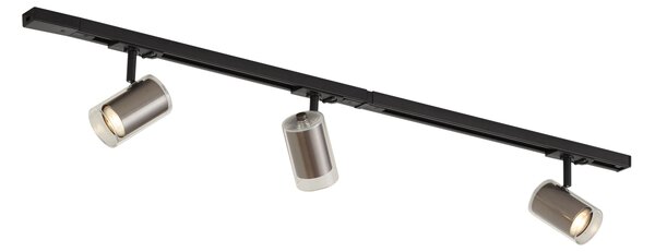 Nowoczesny system szynowy czarny z 3 reflektorami w kolorze gunmetal 1-fazowy - Iconic Lloyd