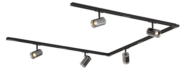 Nowoczesny system szynowy czarny z 5 reflektorami 1-fazowymi - Iconic Lloyd