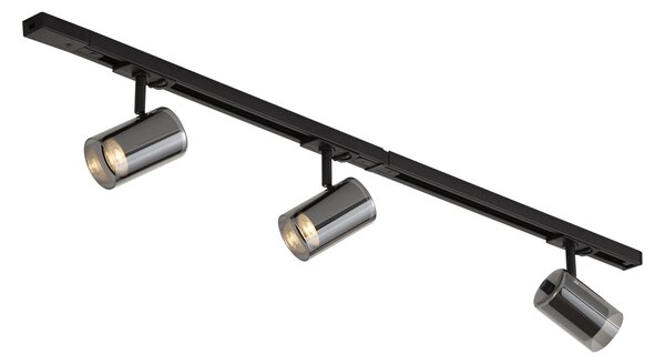 Nowoczesny system szynowy czarny z 3 reflektorami 1-fazowymi - Iconic Lloyd