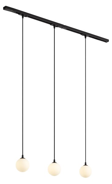 Nowoczesny system szynowy czarny z 3 lampami wiszącymi białymi 1-fazowy - Iconic Perle