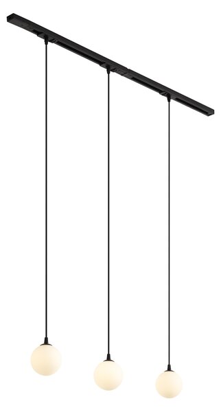 Nowoczesny system szynowy czarny z 3 lampami wiszącymi białymi 1-fazowy - Iconic Perle