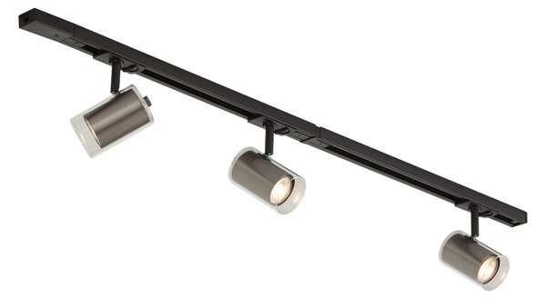 Nowoczesny system szynowy czarny z 3 reflektorami w kolorze gunmetal 1-fazowy - Iconic Lloyd