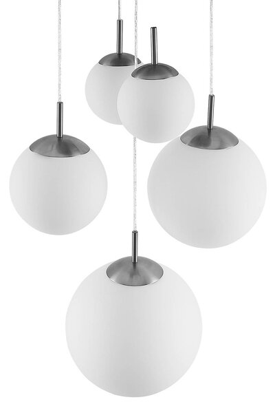 Lampa wisząca szklana Heleska Lindby, możliwość ściemniania, aluminiowy / szary / cynkowy, salon / jadalnia, metal, nowoczesny