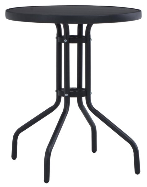 Stolik ogrodowy, czarny, 80 cm, stal i szkło