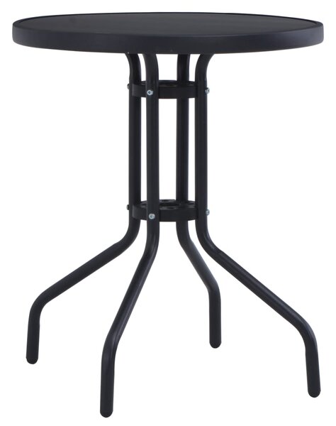 Stolik ogrodowy, czarny, 60 cm, stal i szkło