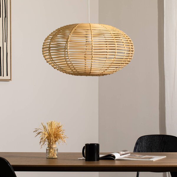 Lampa wisząca RATTAN Nowodvorski Lighting, możliwość ściemniania, jasne drewno, salon / jadalnia, drewno