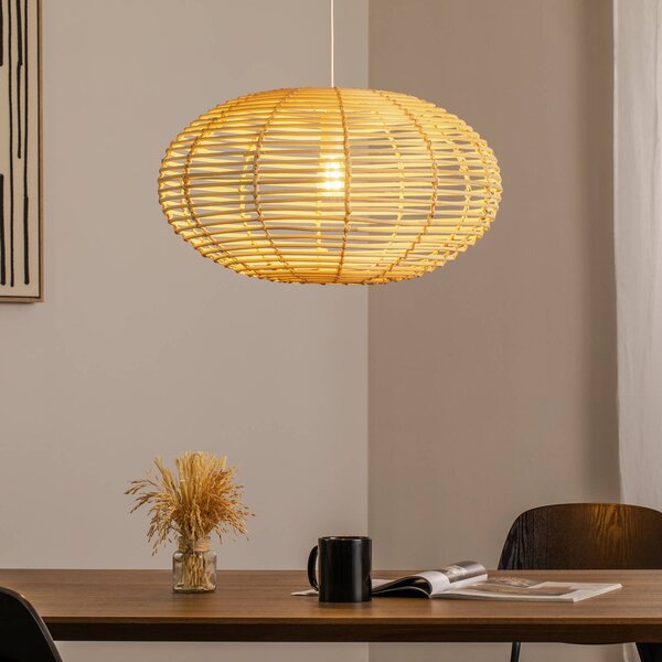 Lampa wisząca RATTAN Nowodvorski Lighting, możliwość ściemniania, jasne drewno, salon / jadalnia, drewno