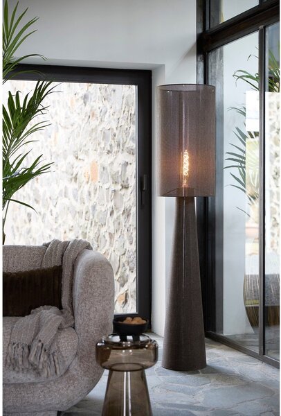 Brązowa lampa stojąca z tekstylnym kloszem (wysokość 180 cm) Micky – Light & Living