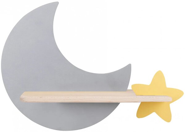Szaro-żółta lampka ścienna księżyc do pokoju dziecięcego - K029-Buk