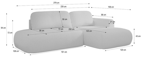 Masseno Narożnik NUVIRA z funkcją spania i pojemnikiem na pościel Narozniki L, Rozkładana sofa - Beżowy, QUELLE 05