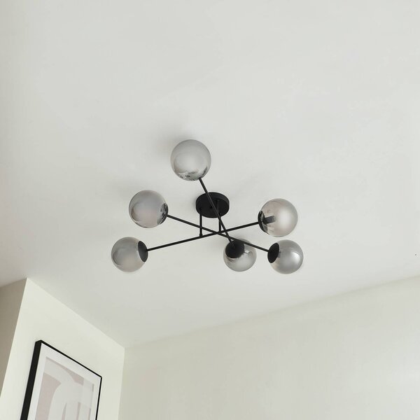 Lampa sufitowa Isamer Lindby, możliwość ściemniania, czarny, salon / jadalnia, metal, nowoczesny