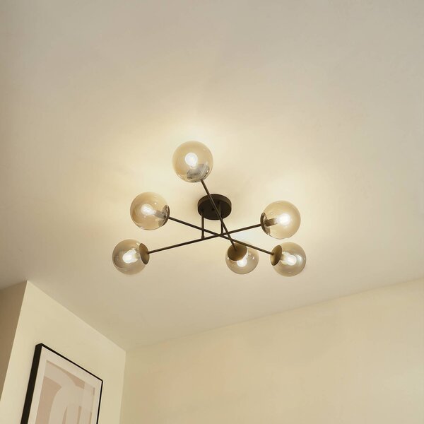 Lampa sufitowa Isamer Lindby, możliwość ściemniania, czarny, salon / jadalnia, metal, nowoczesny