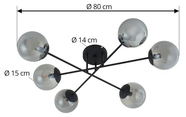 Lampa sufitowa Isamer Lindby, możliwość ściemniania, czarny, salon / jadalnia, metal, nowoczesny