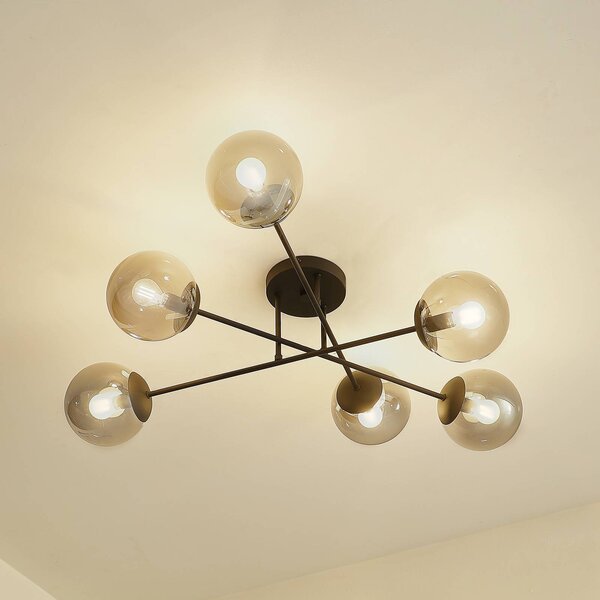 Lampa sufitowa Isamer Lindby, możliwość ściemniania, czarny, salon / jadalnia, metal, nowoczesny