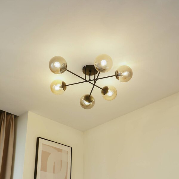 Lampa sufitowa Isamer Lindby, możliwość ściemniania, czarny, salon / jadalnia, metal, nowoczesny
