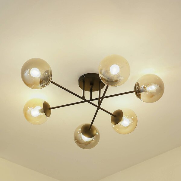 Lampa sufitowa Isamer Lindby, możliwość ściemniania, czarny, salon / jadalnia, metal, nowoczesny