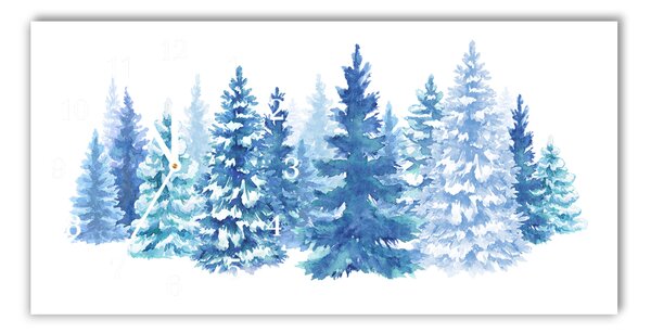 Zegar ścienny Poziomy Choinki Śnieg Święta Zima