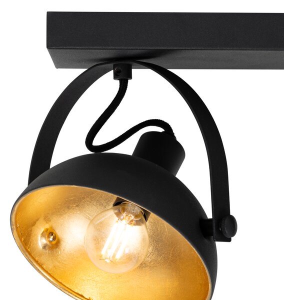Industrialna lampa sufitowa czarna ze złotem 3-światła regulowana - Magnax