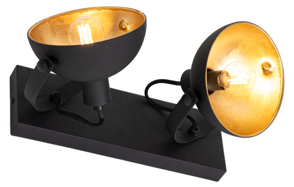 Industrialna lampa sufitowa czarna ze złotem 2-punktowa regulowana - Magnax Oswietlenie wewnetrzne