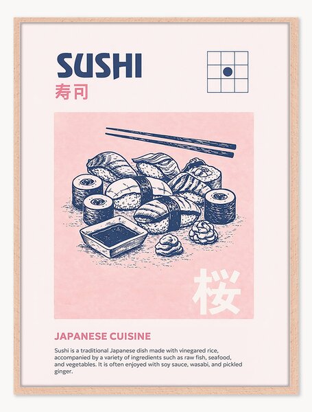 Ręcznie wykonany oprawiony druk cyfrowy Sushi