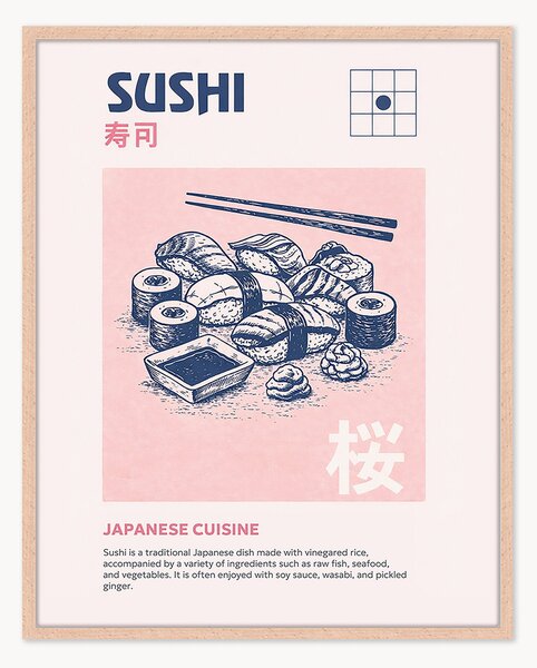 Ręcznie wykonany oprawiony druk cyfrowy Sushi