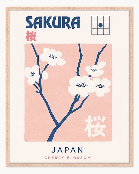 Ręcznie wykonany oprawiony druk cyfrowy Sakura