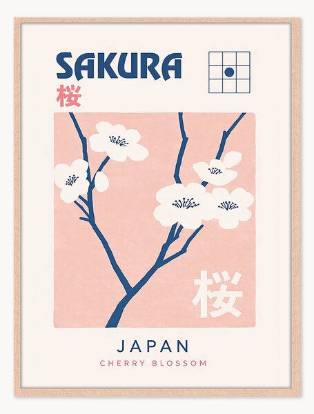 Ręcznie wykonany oprawiony druk cyfrowy Sakura
