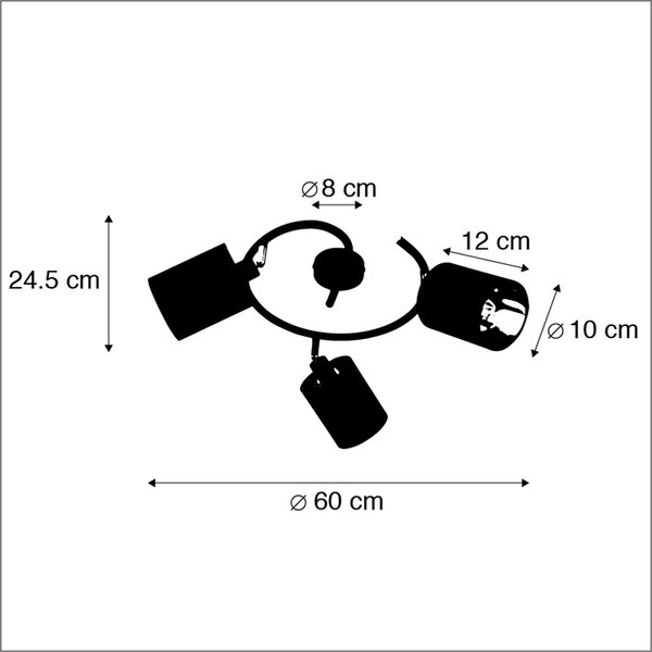 Nowoczesna lampa sufitowa czarna 3-światłowa - Lofty