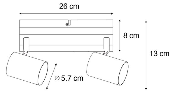 Inteligentny reflektor sufitowy czarny z drewnem 2-punktowy regulowany z Wifi GU10 50mm - Jeana