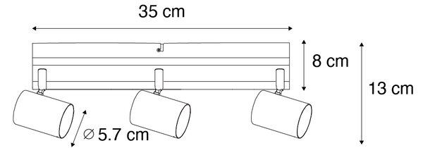 Lampa sufitowa czarna z drewnem, 3-punktowa, regulowana, prostokątna - Jeana