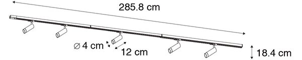 Nowoczesny system oświetlenia szynowego z 5 reflektorami czarny 1-fazowy GU10 35mm - Iconic Jeana Luxe