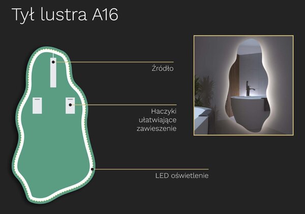 Organiczne LED lustro do łazienki z oświetleniem A16