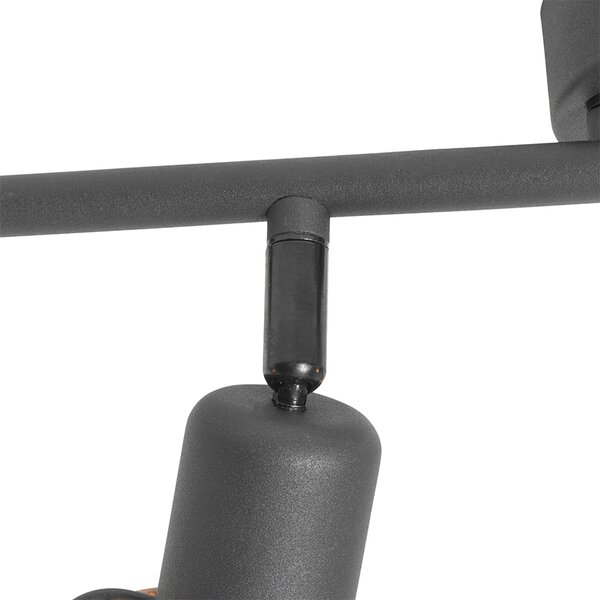 Designerska lampa sufitowa czarna ze złotem 4-światłowa owalna - Noud