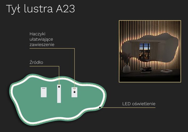 Organiczne lustro LED z oświetleniem A23