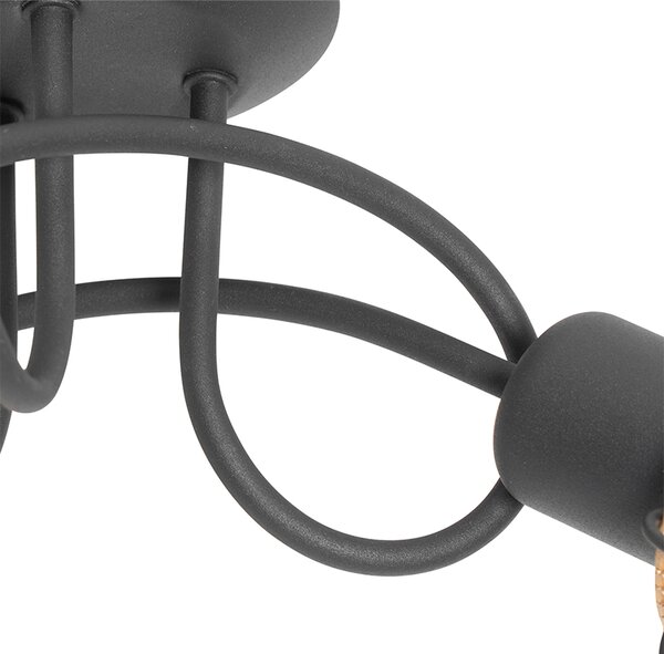Designerska lampa sufitowa czarna ze złotem 3-światła - Noud