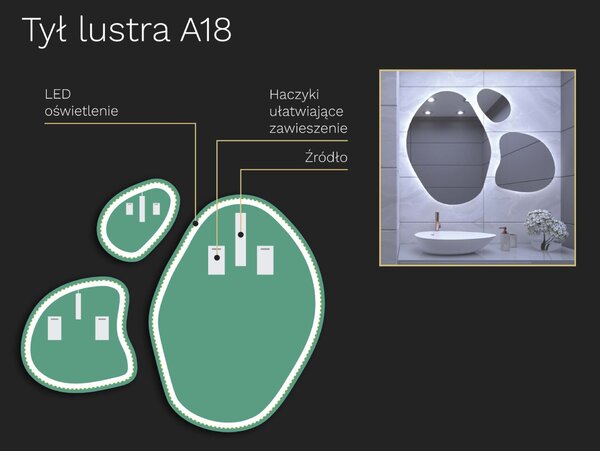 Organiczne LED lustro do łazienki z oświetleniem A18