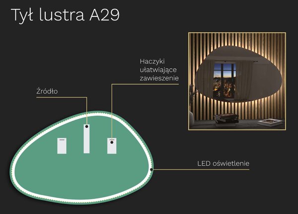 Organiczne lustro LED z oświetleniem A29
