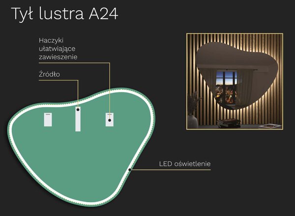 Organiczne lustro LED z oświetleniem A24