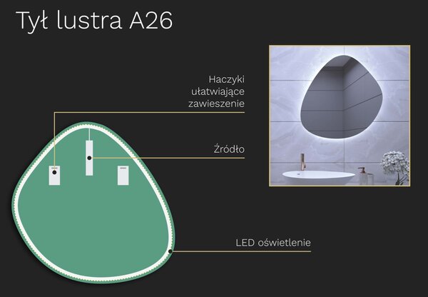 Organiczne LED lustro do łazienki z oświetleniem A26