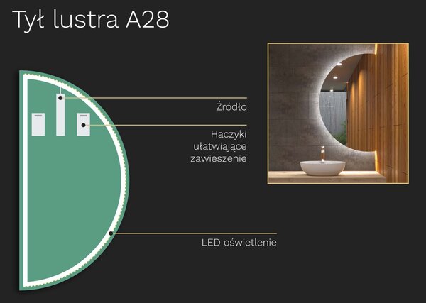 Nietypowe LED lustro do łazienki z oświetleniem A28