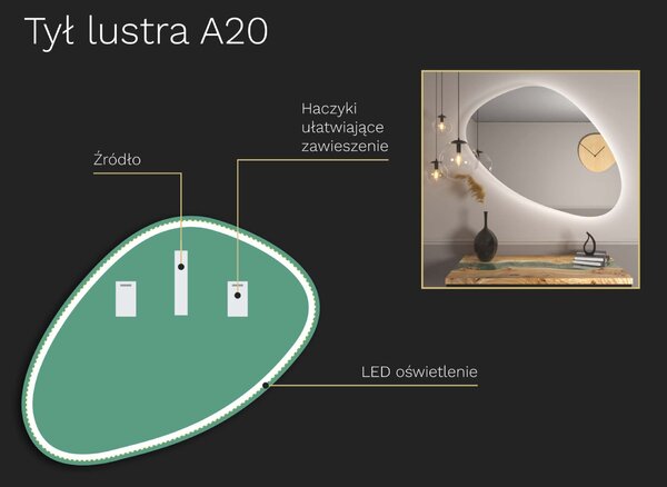Organiczne lustro LED z oświetleniem A20